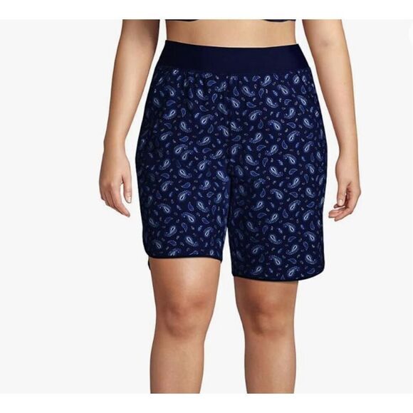 NWOT Lands' End Women's 11" Quick Dry Elastic Waist Modest Board Shorts Swim Cov